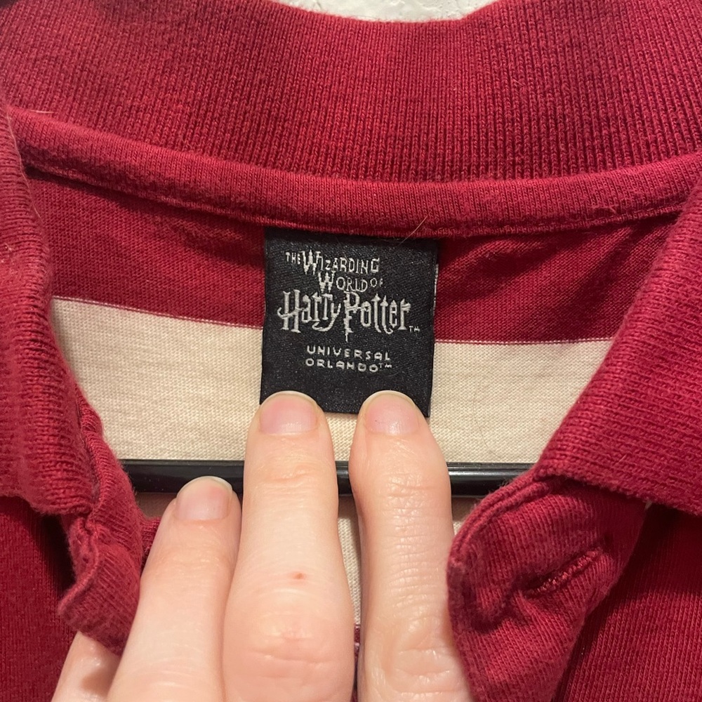 Harry Potter Quidditch Red and White Striped Polo Shirt - Picture 2 of 7